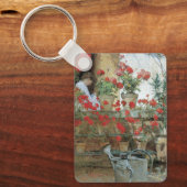 Geraniums van Childe Hassam, Vintage Impressionism Sleutelhanger (Voorkant)