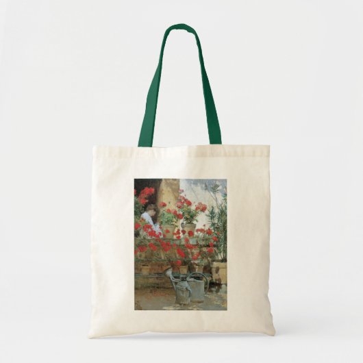 Geraniums van Childe Hassam, Vintage Impressionism Tote Bag (Voorkant)