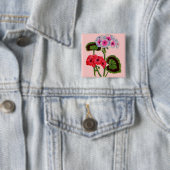 geraniums vierkante button 5,1 cm (In situ)