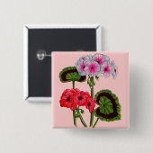 geraniums vierkante button 5,1 cm (Voorkant /achterkant)