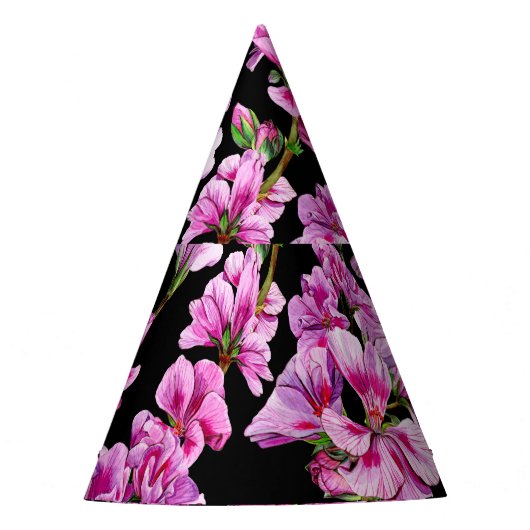 Geraniumtakken, waterverf roze knoppen. feesthoedjes (Voorkant)