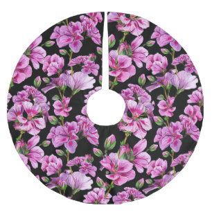 Geraniumtakken, waterverf roze knoppen. kerstboom rok