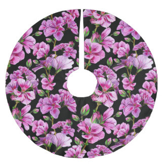 Geraniumtakken, waterverf roze knoppen. kerstboom rok