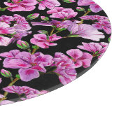 Geraniumtakken, waterverf roze knoppen. snijplank (Hoek)