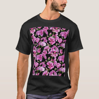 Geraniumtakken, waterverf roze knoppen. t-shirt