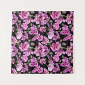 Geraniumtakken, waterverf roze knoppen. wandkleed (Voorkant (horizontaal))