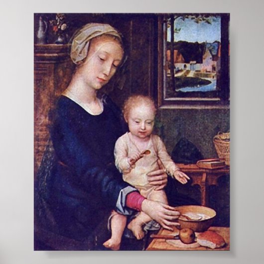 Gerard David - De Madonna van de Melksoep Poster (Voorkant)