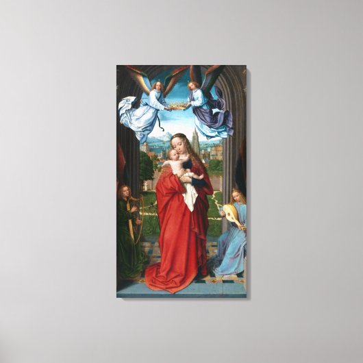 Gerard David Virgin en kind met vier engelen Canvas Afdruk (Voorkant)