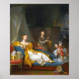 Gérard - een familie die speelt met een hond poster