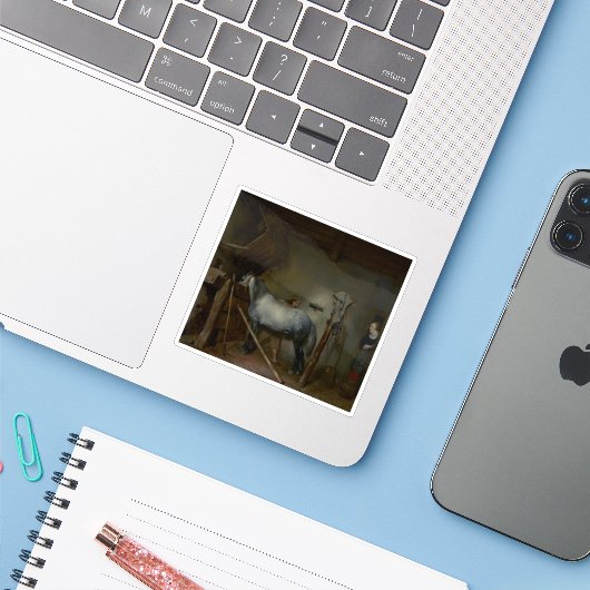 Gerard ter Borch - Paardenstal Sticker (Laptop met iPhone)