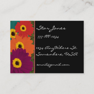 Gerber Daisies Plum Oranje Blauwgroen Red & Limoen Visitekaartje