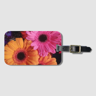 Gerber daisies roze en oranje bagagelabel