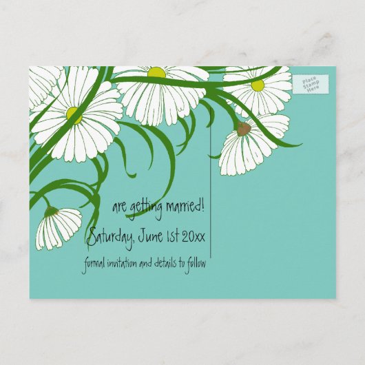 Gerber Daisy bloemen die de datum bewaren Aankondigingskaart (Achterkant)