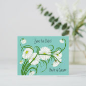 Gerber Daisy bloemen die de datum bewaren Aankondigingskaart (Staand voorkant)