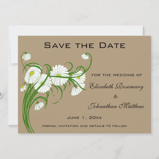  Gerber Daisy bloemen die de datum bewaren Save The Date (Voorkant)