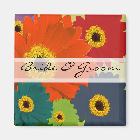 Gerber Daisy bruiloft stickers of aanpassen Magneet (Voorkant)