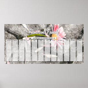 Gerber Daisy Custom Birthday Calendar Poster
