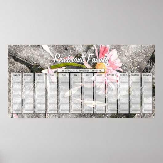 Gerber Daisy Custom Birthday Calendar Poster (Voorkant)