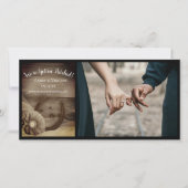 Gerber Daisy en Hoefijzer Western Sepia Wedding Save The Date (Voorkant)