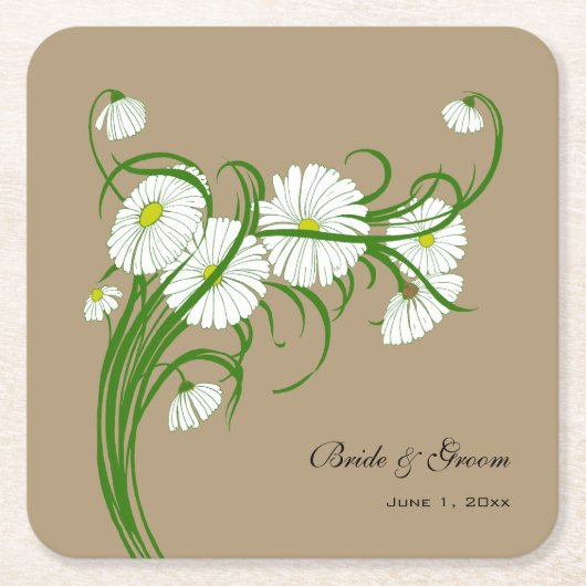  Gerber Daisy Flowers Bruiloft Kartonnen Onderzetters (Voorkant)