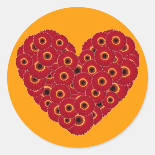 Gerber Daisy Heart Ronde Sticker (Voorkant)