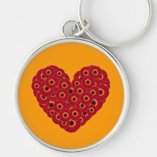Gerber Daisy Heart Sleutelhanger