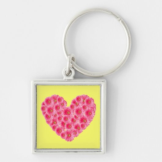 Gerber Daisy Heart Sleutelhanger (Voorkant)
