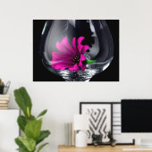 Gerber Daisy in POSTER of KAART van wijnglas (Thuiskantoor)