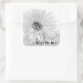 Gerber Daisy in zwart-wit Gelukkige Verjaardag Vierkante Sticker (Tas)