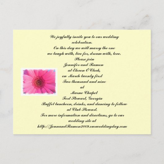 Gerber Daisy Invitation Uitnodiging Briefkaart (Achterkant)