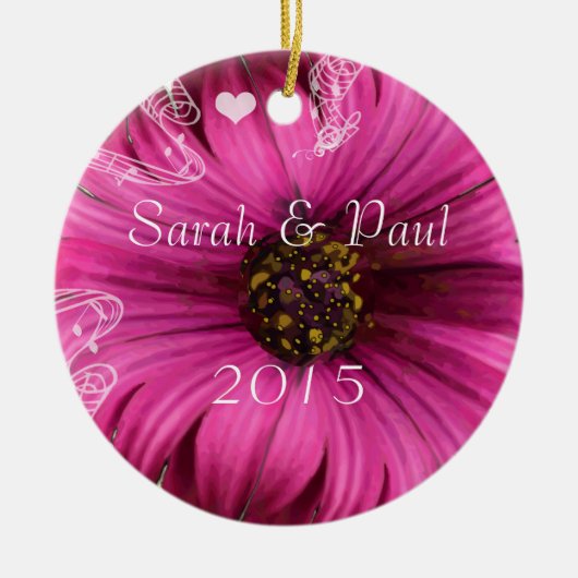 Gerber Daisy kerstversiering Keramisch Ornament (Voorkant)