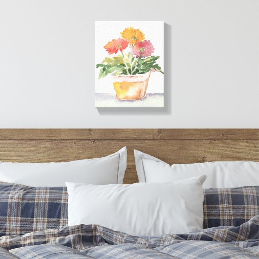 Gerber Daisy Painting Canvas Afdruk (Insitu (Slaapkamer))