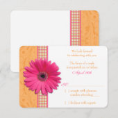 Gerber Daisy Roze Sinaasappel Plaid Wedding RSVP R (Voorkant / Achterkant)