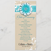 Gerber Daisy Scroll 1 Wedding Program blauwgroen Programmakaart (Voorkant)