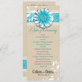 Gerber Daisy Scroll 1 Wedding Program blauwgroen Programmakaart (Voorkant / Achterkant)