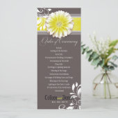 Gerber Daisy Scroll 1 Wedding Program yellow Programmakaart (Staand voorkant)
