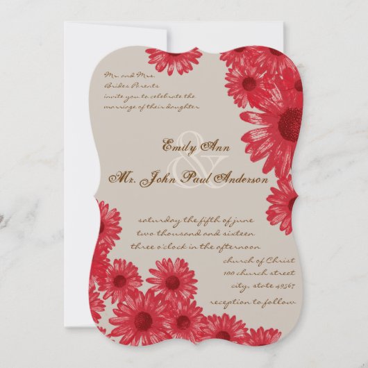 Gerber Daisy Wedding Invitations Kaart (Voorkant)