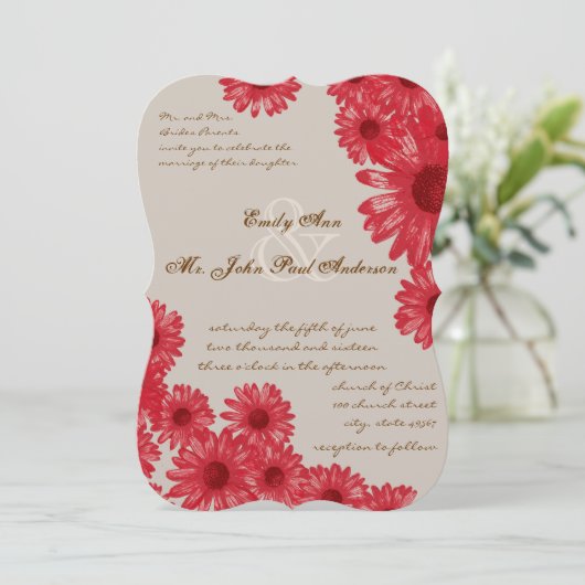 Gerber Daisy Wedding Invitations Kaart (Staand voorkant)