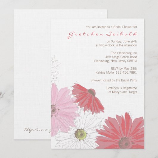Gerber Daisy Wedding Shower Uitnodiging (Voorkant / Achterkant)