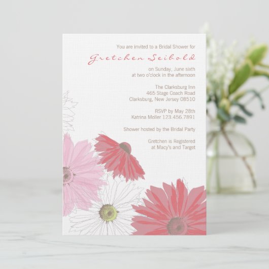 Gerber Daisy Wedding Shower Uitnodiging (Staand voorkant)