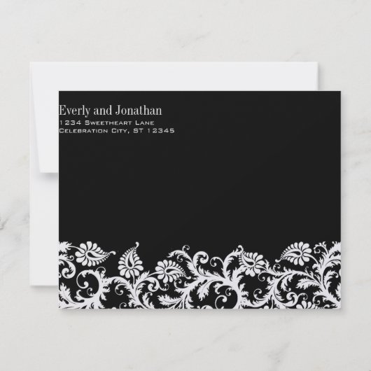 Gerber Fuchsia & Grey Paisley Save the Date (Achterkant)