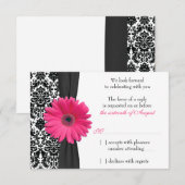 Gerber Madelief Roze Zwart Damast Trouw RSVP Antwo (Voorkant / Achterkant)