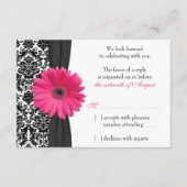Gerber Madeliefje Roze Zwart Damast Trouw RSVP Ant (Voorkant)