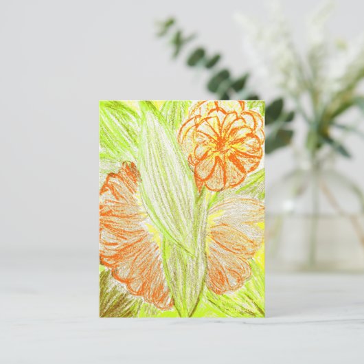 Gerbera and Aspidistra elatior, Briefkaart (Staand voorkant)