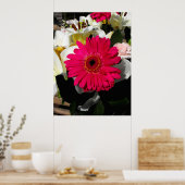 Gerbera bloem in een hoop bloemen poster (Keuken)