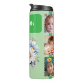 Gerbera bloemen 6 foto's naam groen thermosbeker (Geroteerd rechts)