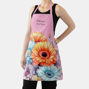 Gerbera bloemen aangepaste tekst roze schort
