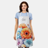 Gerbera bloemen aangepaste tekst wit  schort (Gedragen)
