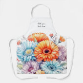 Gerbera bloemen aangepaste tekst wit  schort (Voorkant)