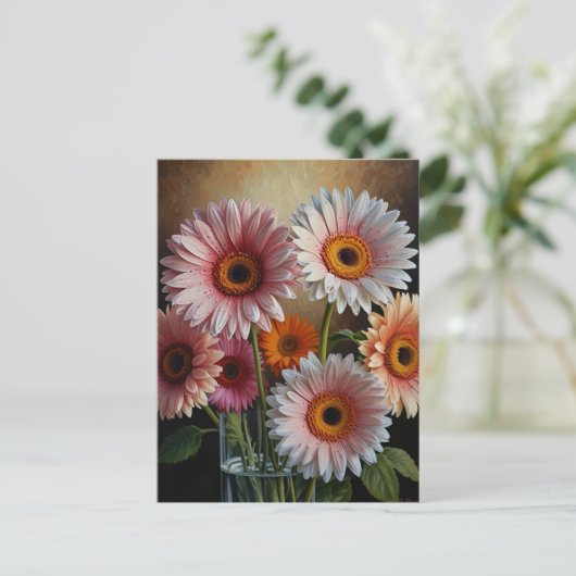 gerbera bloemen briefkaart (Staand voorkant)